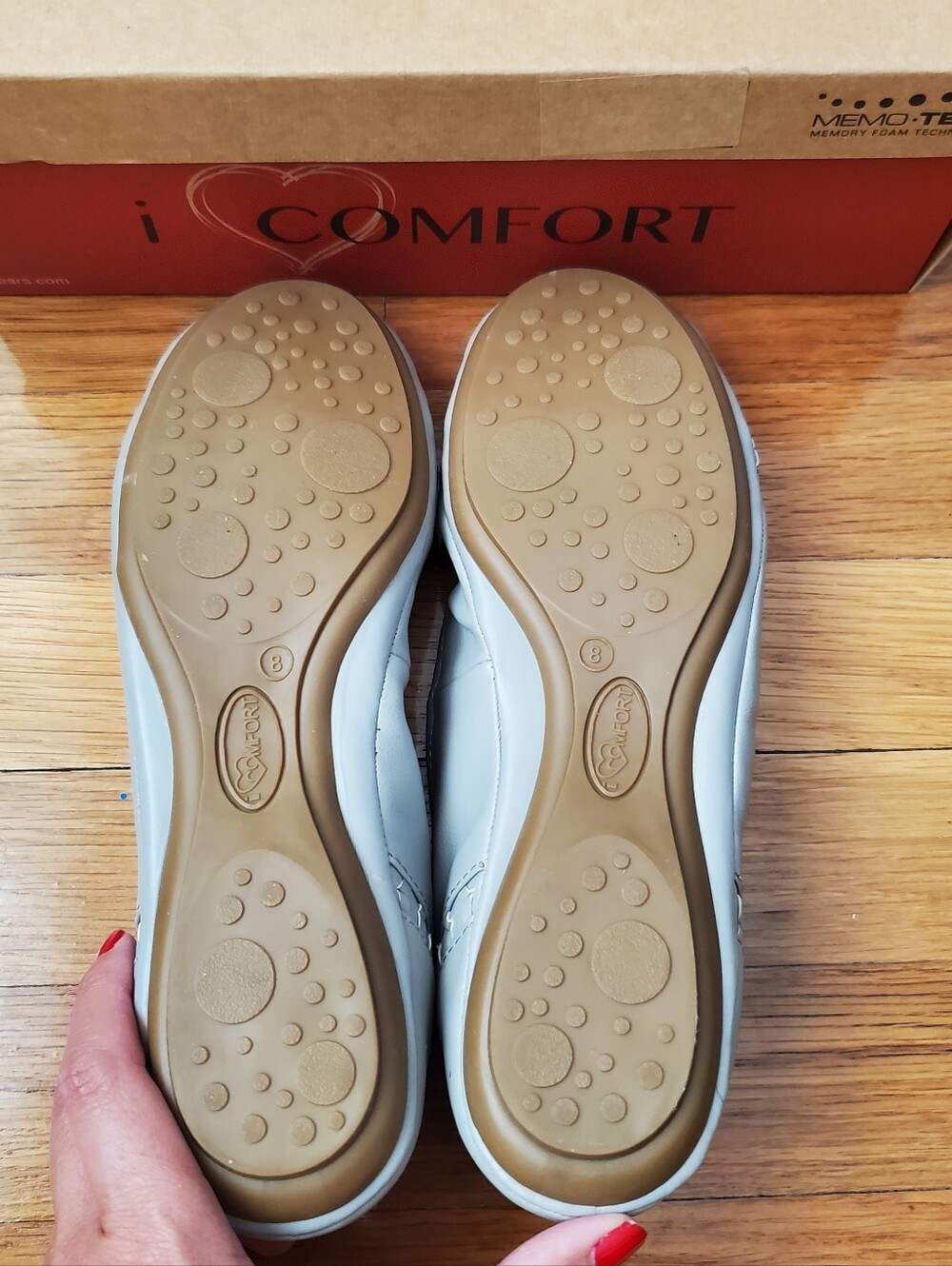 Women's Light Gray Slip-On Ballet Flats - Picture 9 of 11